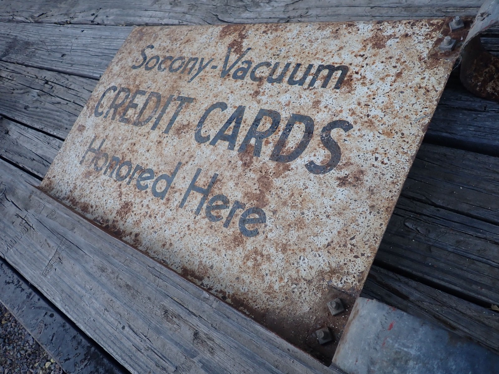 Socony Vacum Credit Cards Gas Station Pole Sign Vintage 1940s 1950s 22″ x 14″
