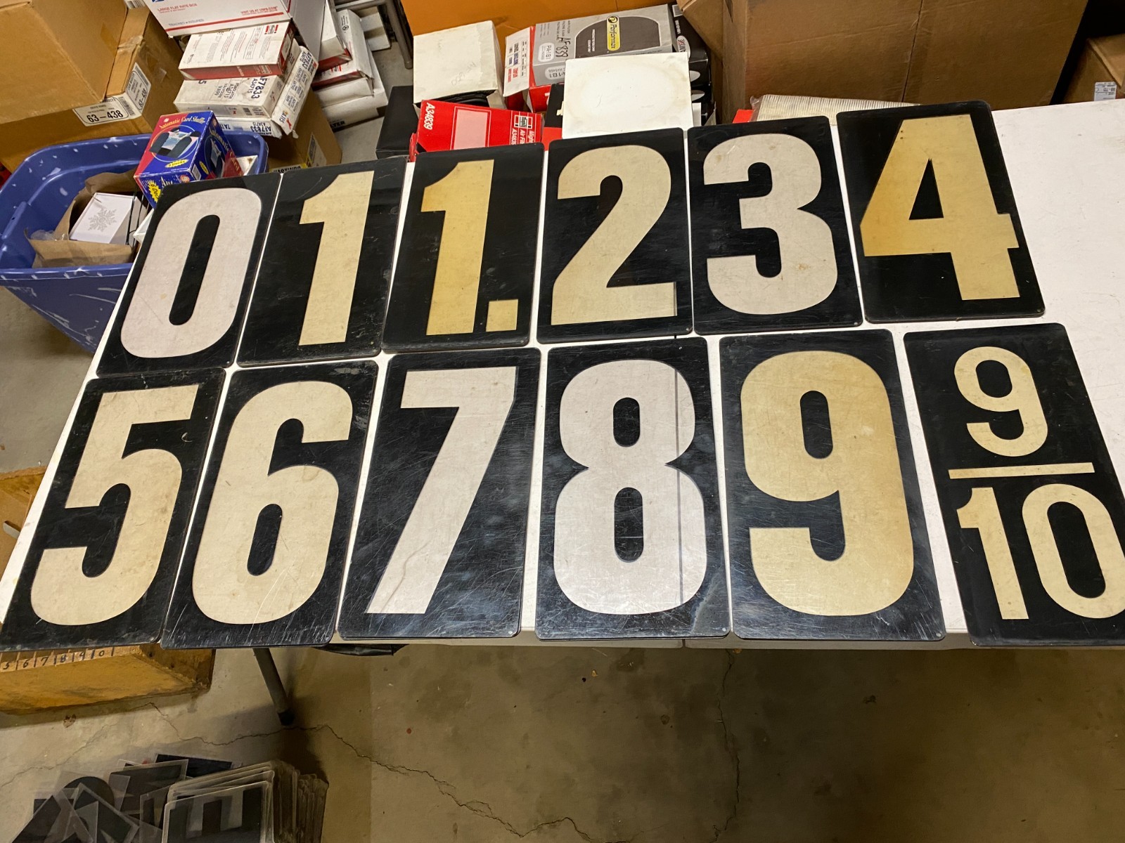 Vtg set #1 (23) gas station black background clear acrylic numbers 12” tall read
