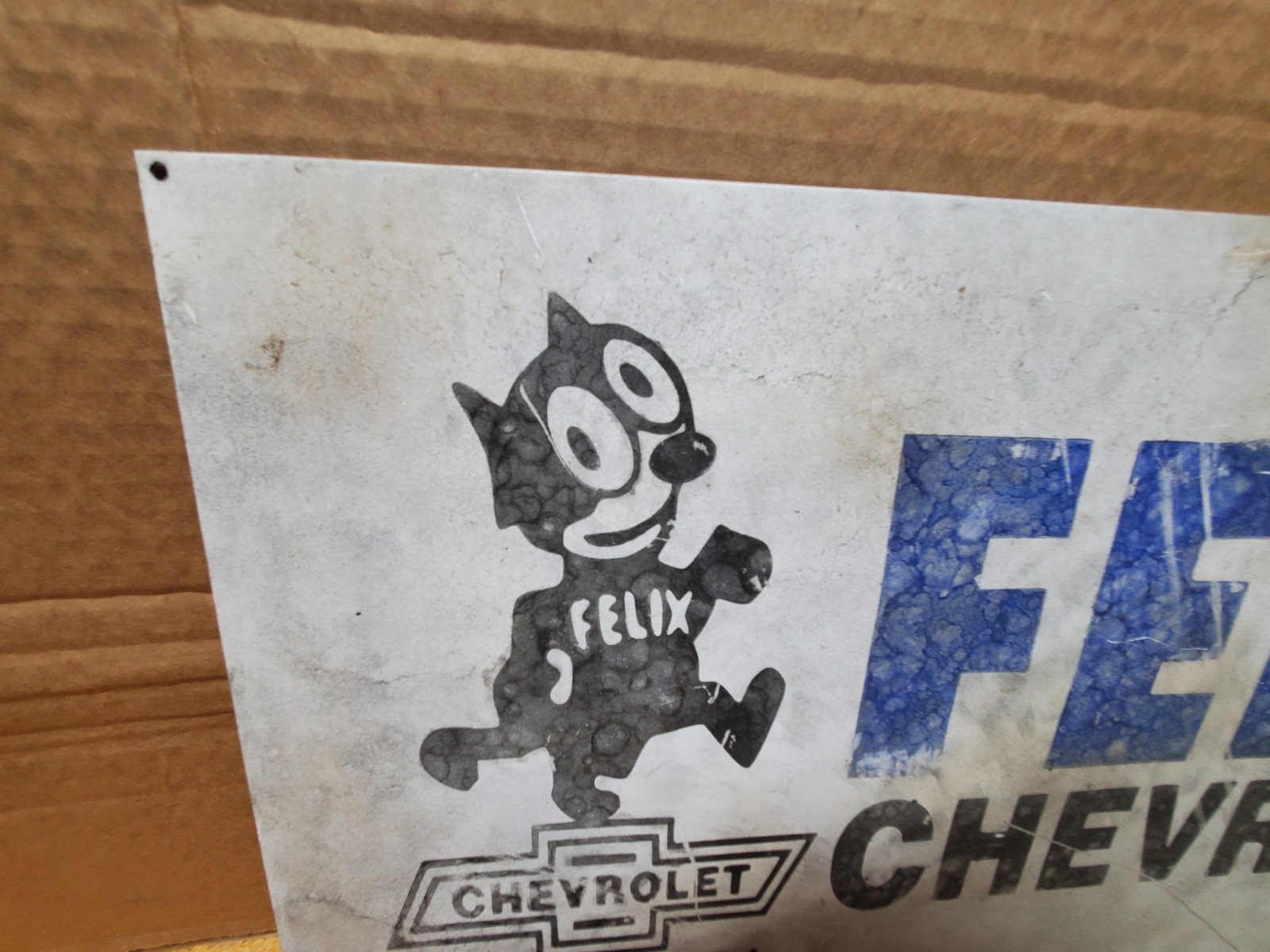 Felix Chevrolet Speed Shop Painted Sign 21.75×12″ Vintage Look Antiqued Day 2