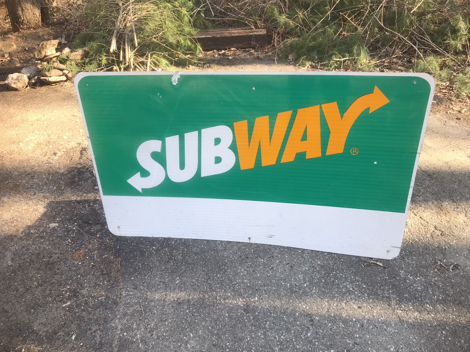 5’ Metal Vintage Subway Street Road Interstate Exit Food Sign Decor Art Gas Oil