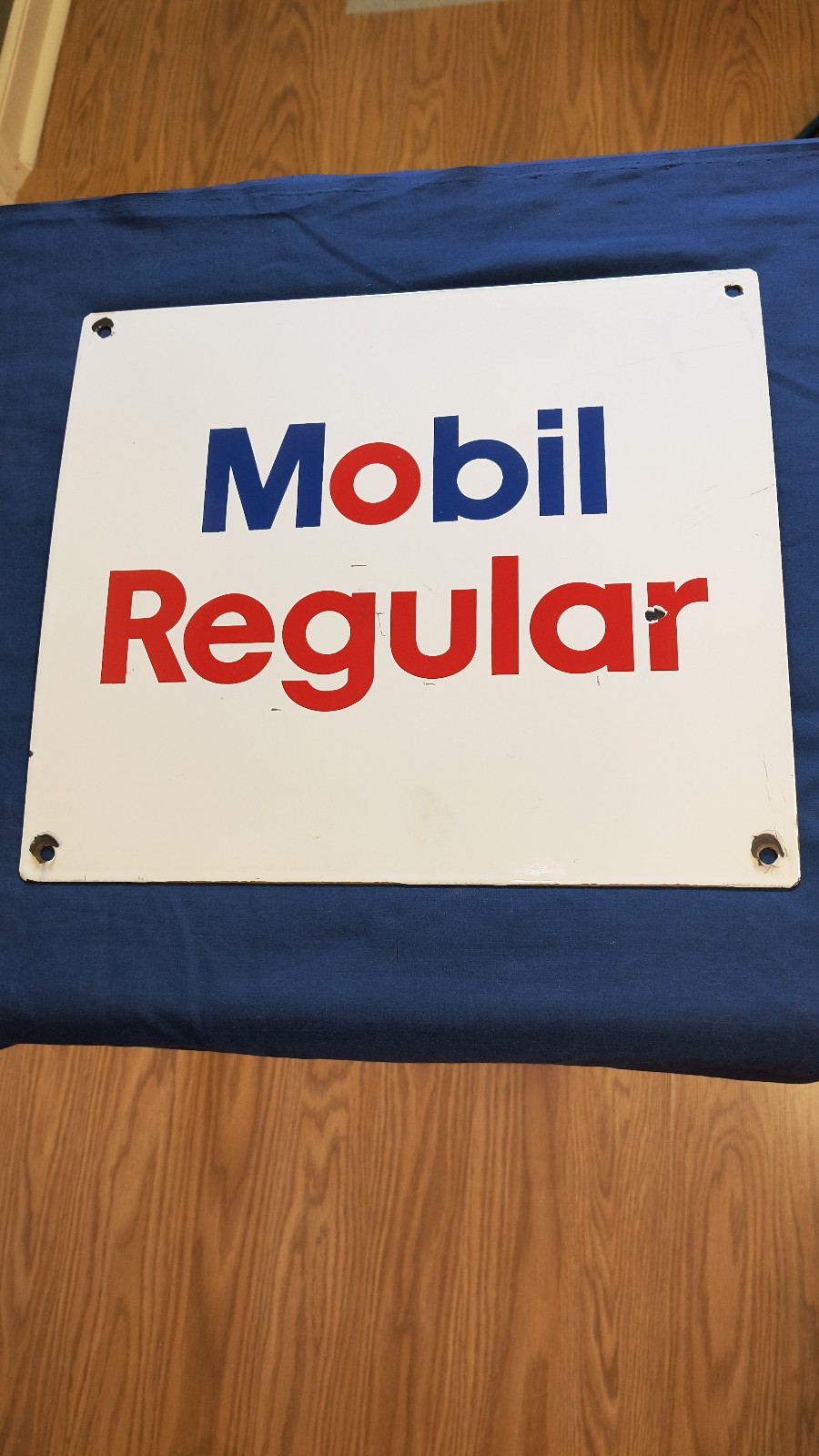 VINTAGE ADVERTISING MOBIL REGULAR PORCELAIN GAS PUMP PLATE- VERY GOOD-B