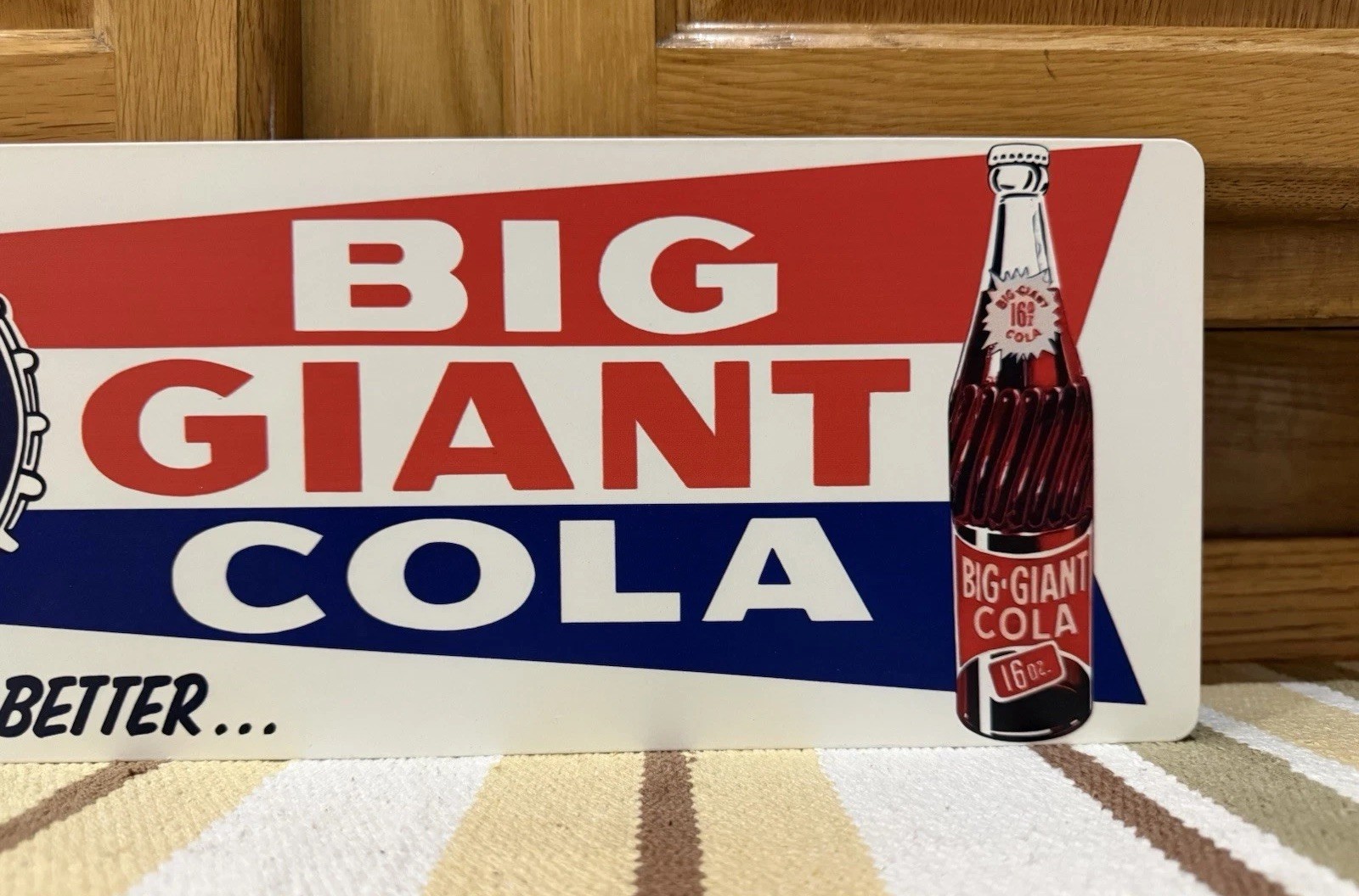 Big Giant Cola Soda Flange Sign Bottle 16 Oz. 2 Sided Vintage Style Wall Decor