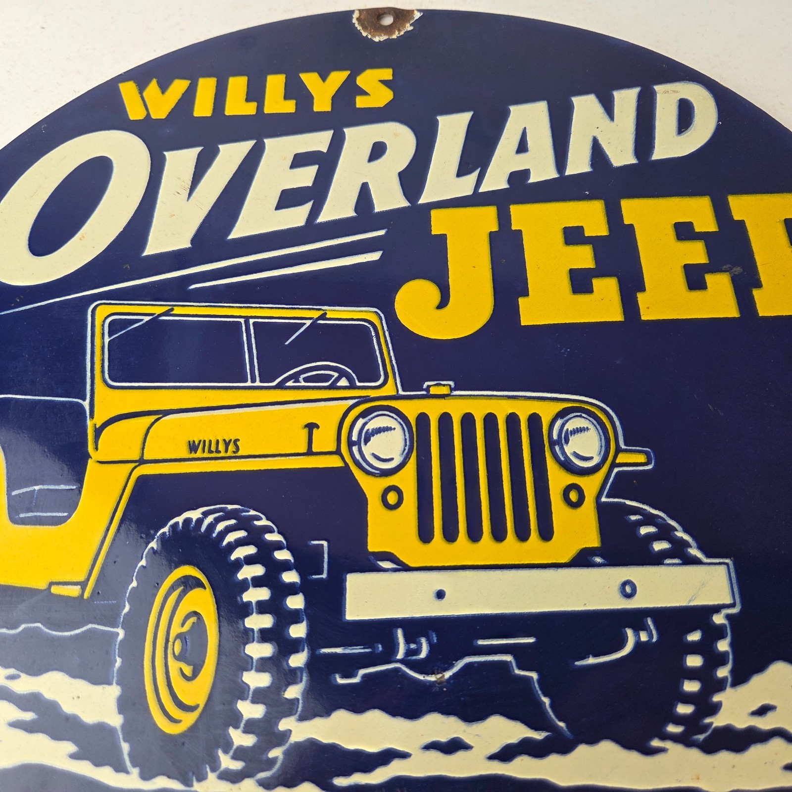 Vintage Willys Overland Jeep Vehicles Sign – Go Anywhere Gas Pump Porcelain Sign