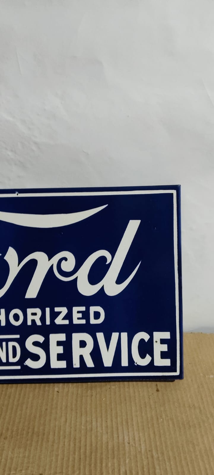 Ford Sales And Service Porcelain Enamel Sign 18 x 10 Inches 2 Sided