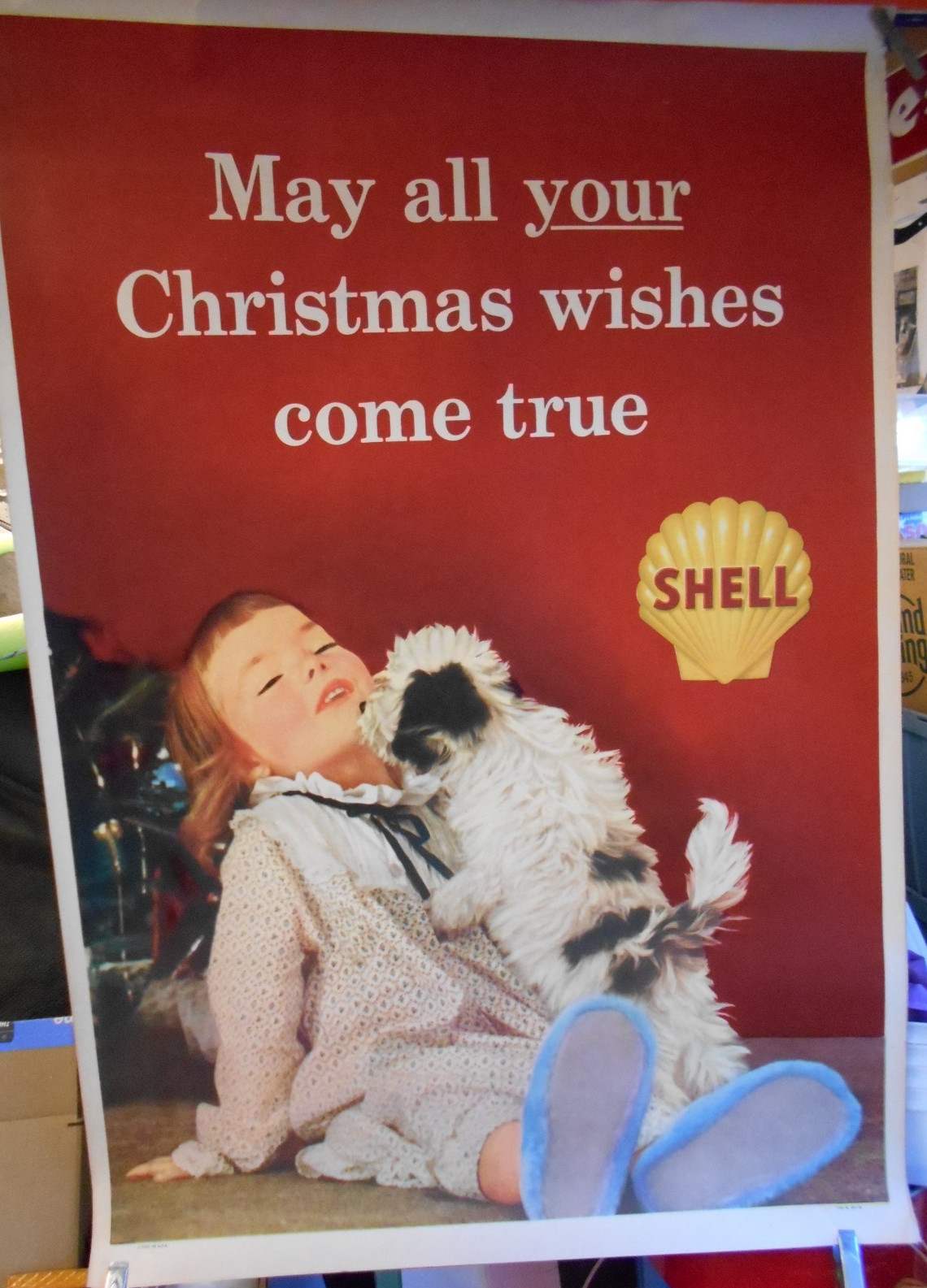 SHELL Paper Sign Poster, 47½” X 32½”, Circa Dec. 1960