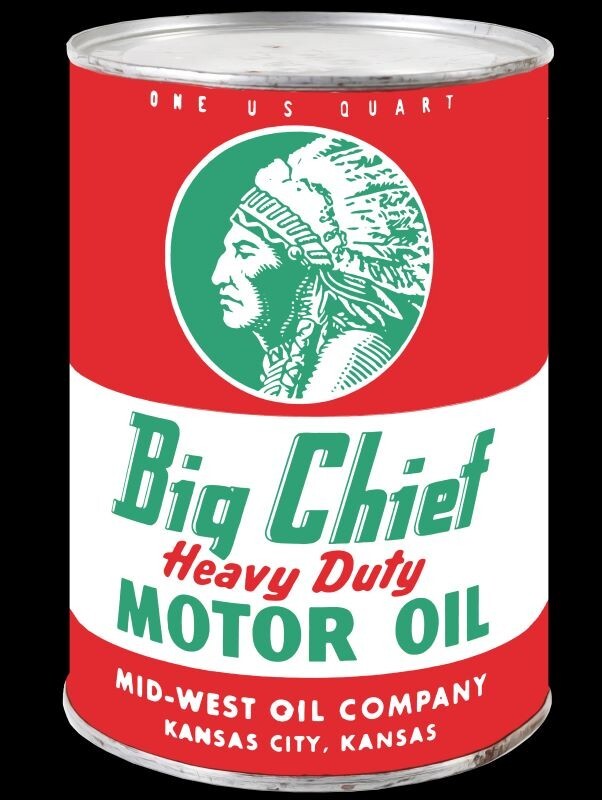 Big Chief Motor Oil, Kansas City, KS DIECUT NEW 28″ Tall Sign USA STEEL XL Size