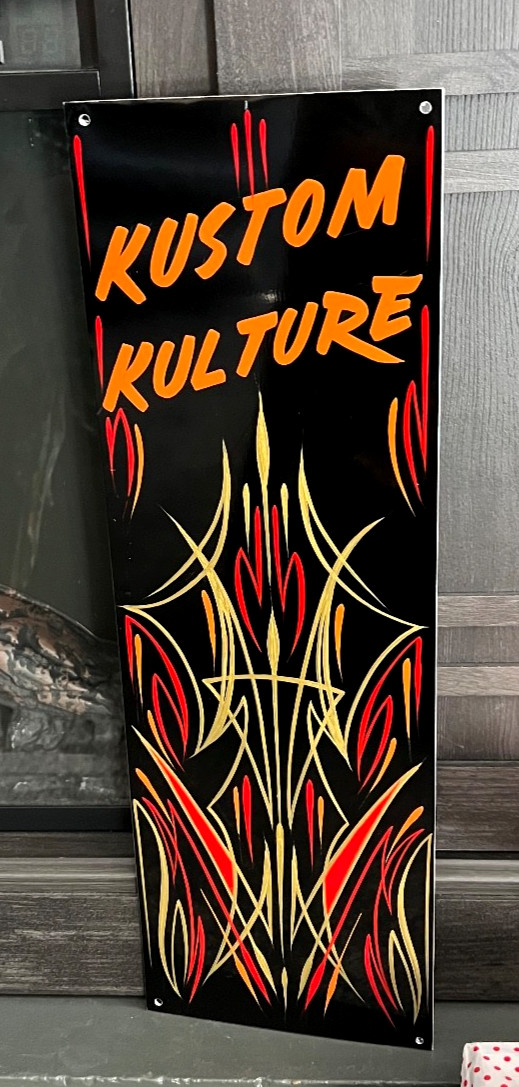 PINSTRIPED Panel Hot Rat Rod KUSTOM KULTURE Garage Sign Art Original shop Garage