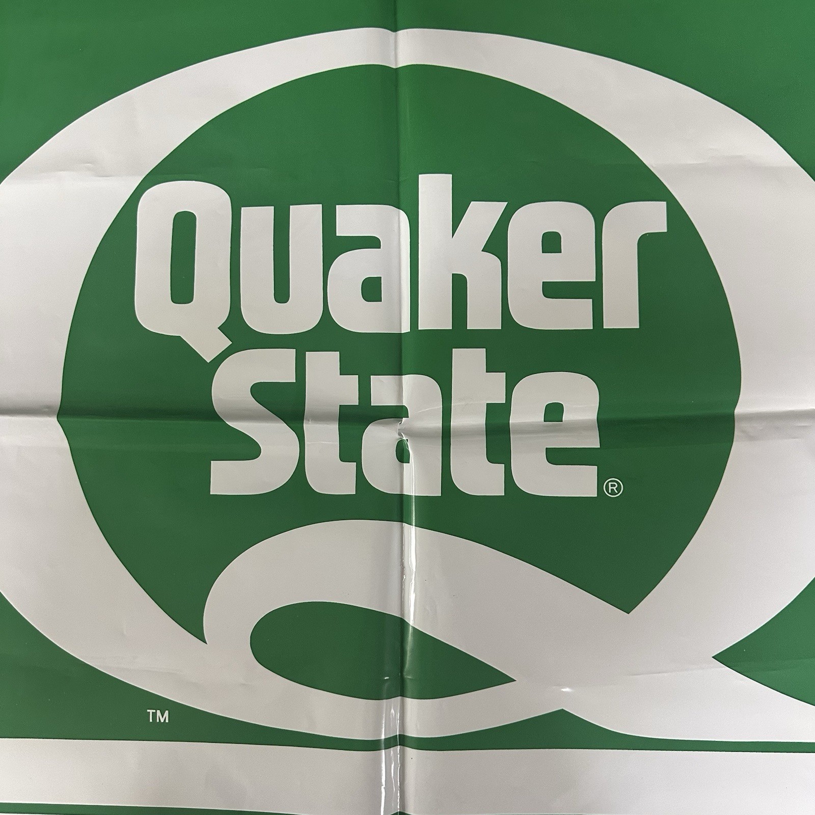 Vintage 1991 Quaker State Vinyl Banner 27″x31″ UNUSED Garage Advertising NM