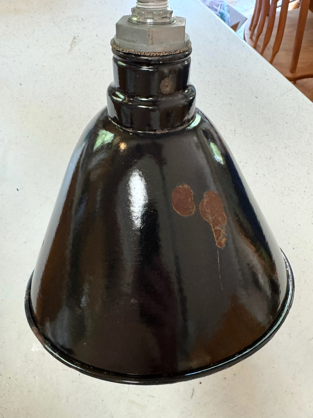 Wheeler 10″ Gooseneck Sign Light 1930’s Black Porcelain Industrial Vintage