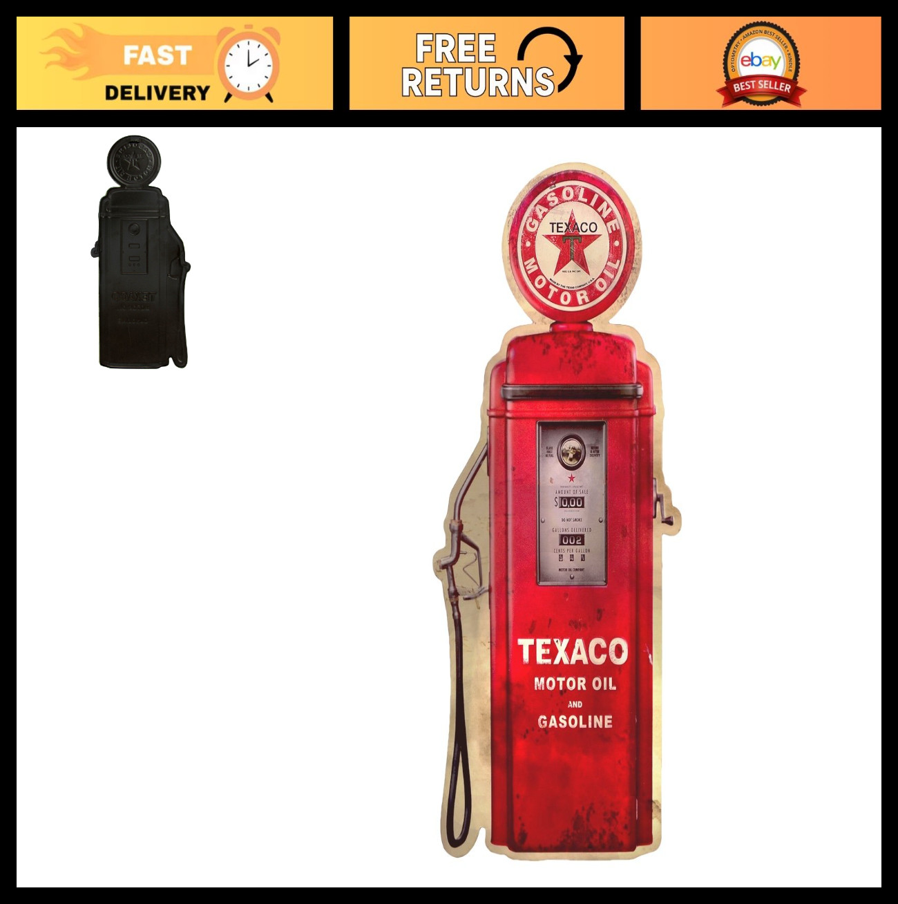 Vintage Metal Texaco Gas Pump Tin Sign – Retro Gas Station Decor, Wall Art