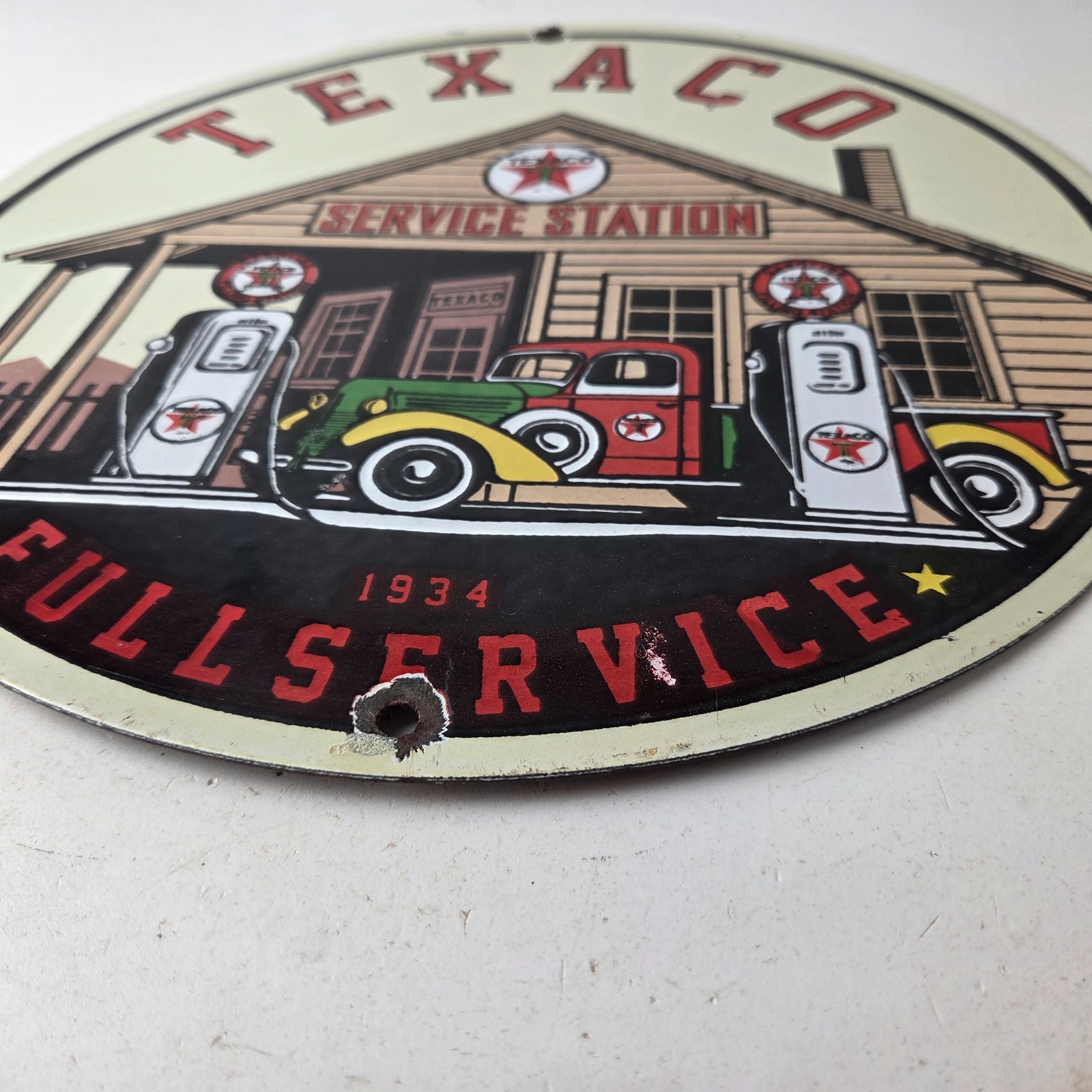 Vintage Texaco Gasoline Advertisement Sign – Gas Service Station Porcelain Sign