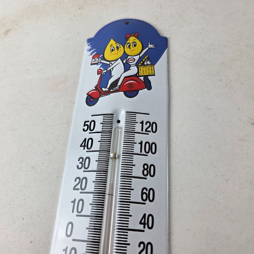Vintage Esso Gasoline Sign – Service Pump Ad Sign on Porcelain Thermometer