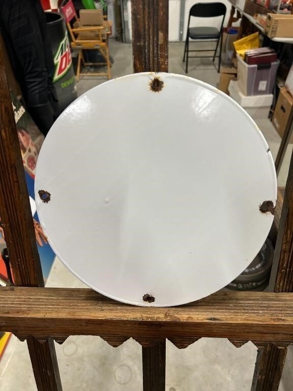 AC Spark plugs Cleaning Station 12″ Round Porcelain Sign