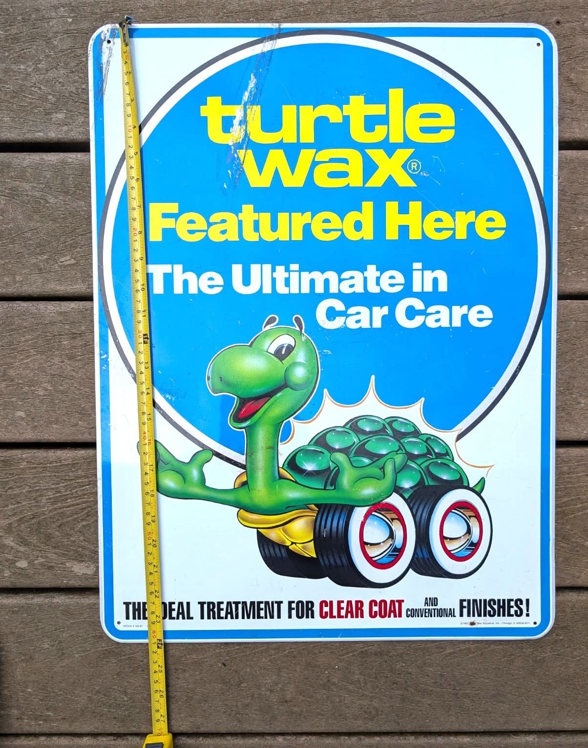 VINTAGE TURTLE WAX “Featured Here” metal dealer sign 24″