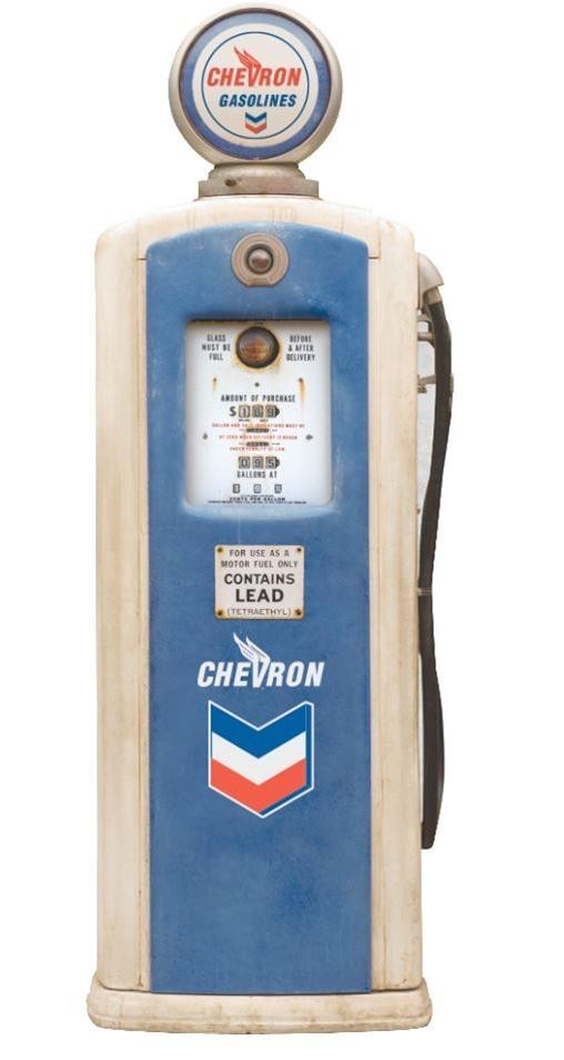 Chevron Gas Pump Metal Sign (Vintage Styling)