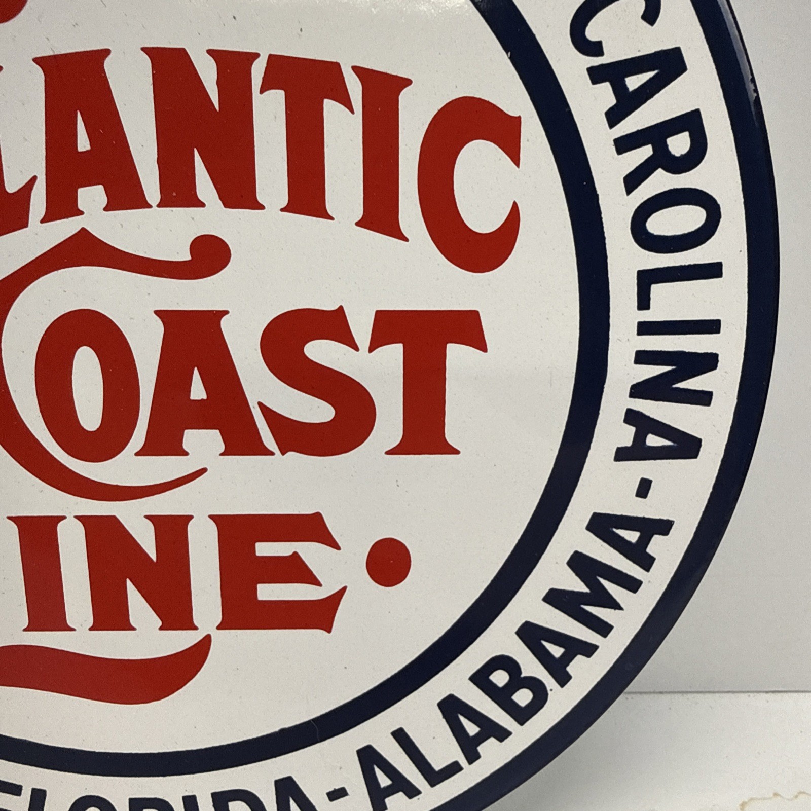 Vintage Atlantic Coast Line Railroad Railway Porcelain Enameled Metal Sign