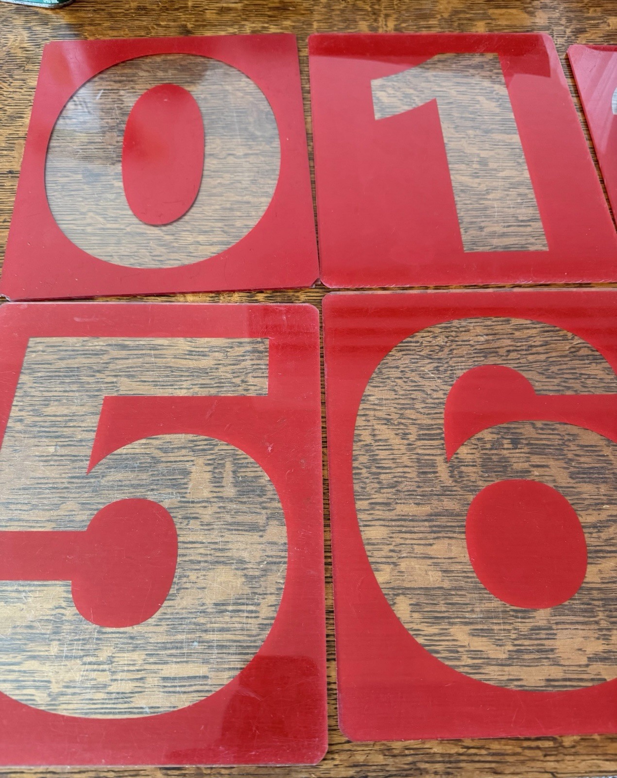 Gas Station Price Numbers 0-9 58 Piece Set Of 8” X 10” Red Clear Plexiglass