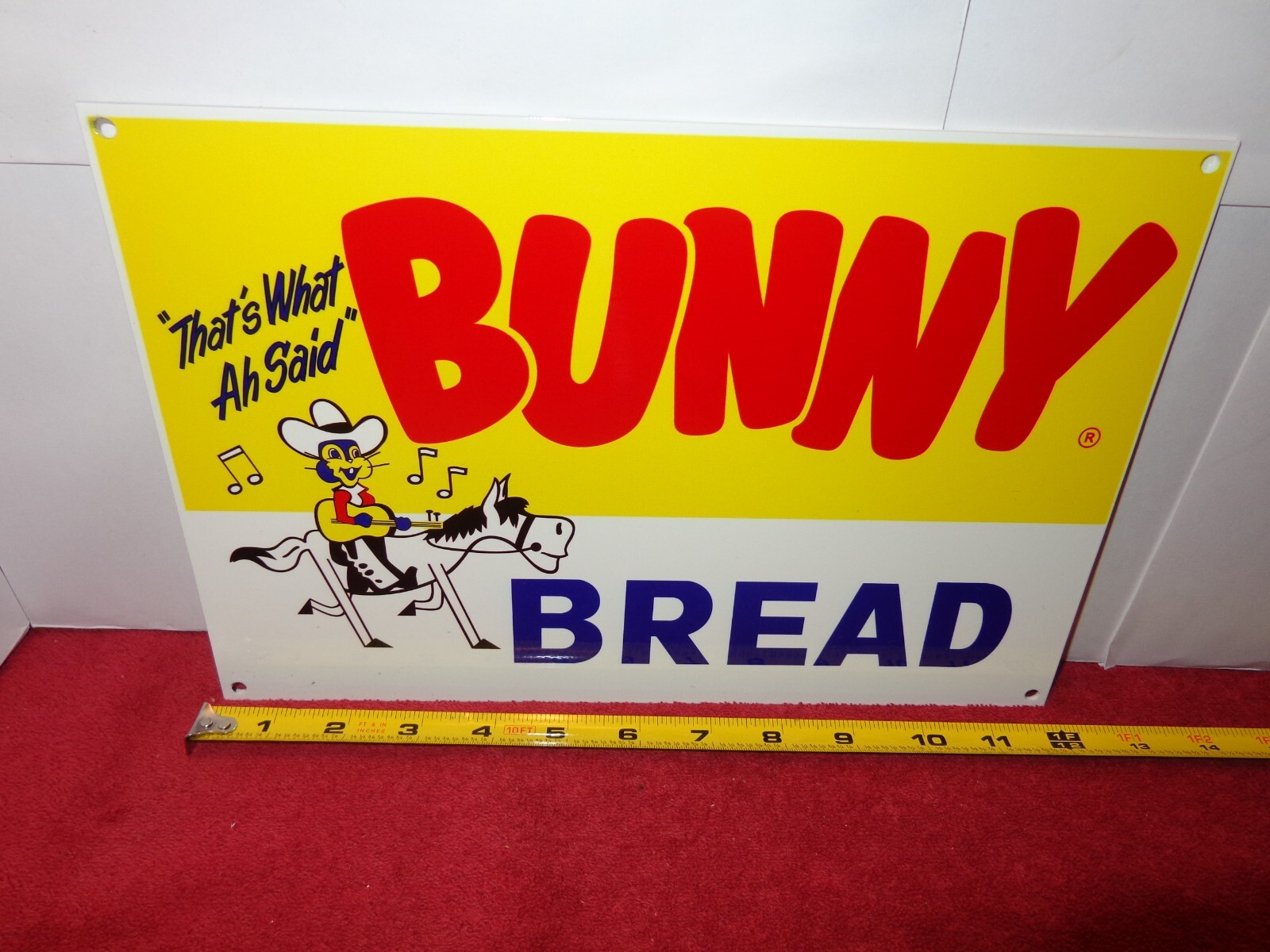 12×8 in BUNNY BREAD ADVERTISING SIGN HEAVY DIE CUT METAL UNIQUE GRAPHICS # S 103