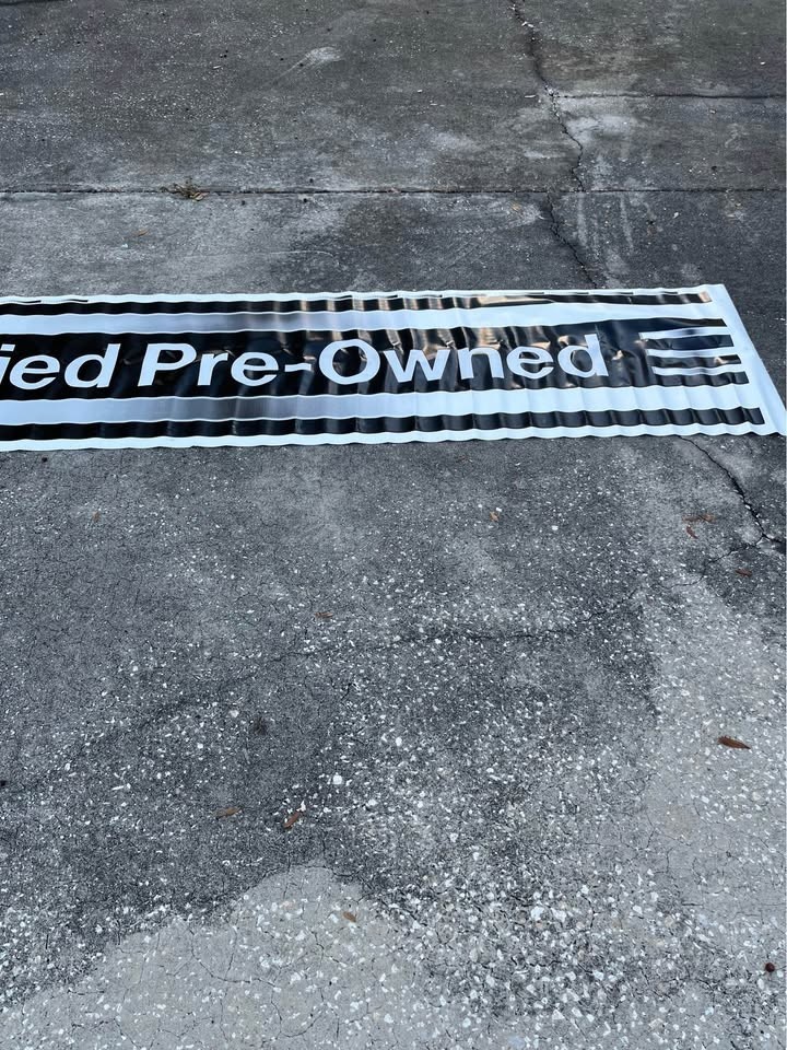 BMW DEALERSHIP DOUBLE SIDED PRE-OWNED PRE-CUT BANNER 130”x27” READ DESCRIPTION