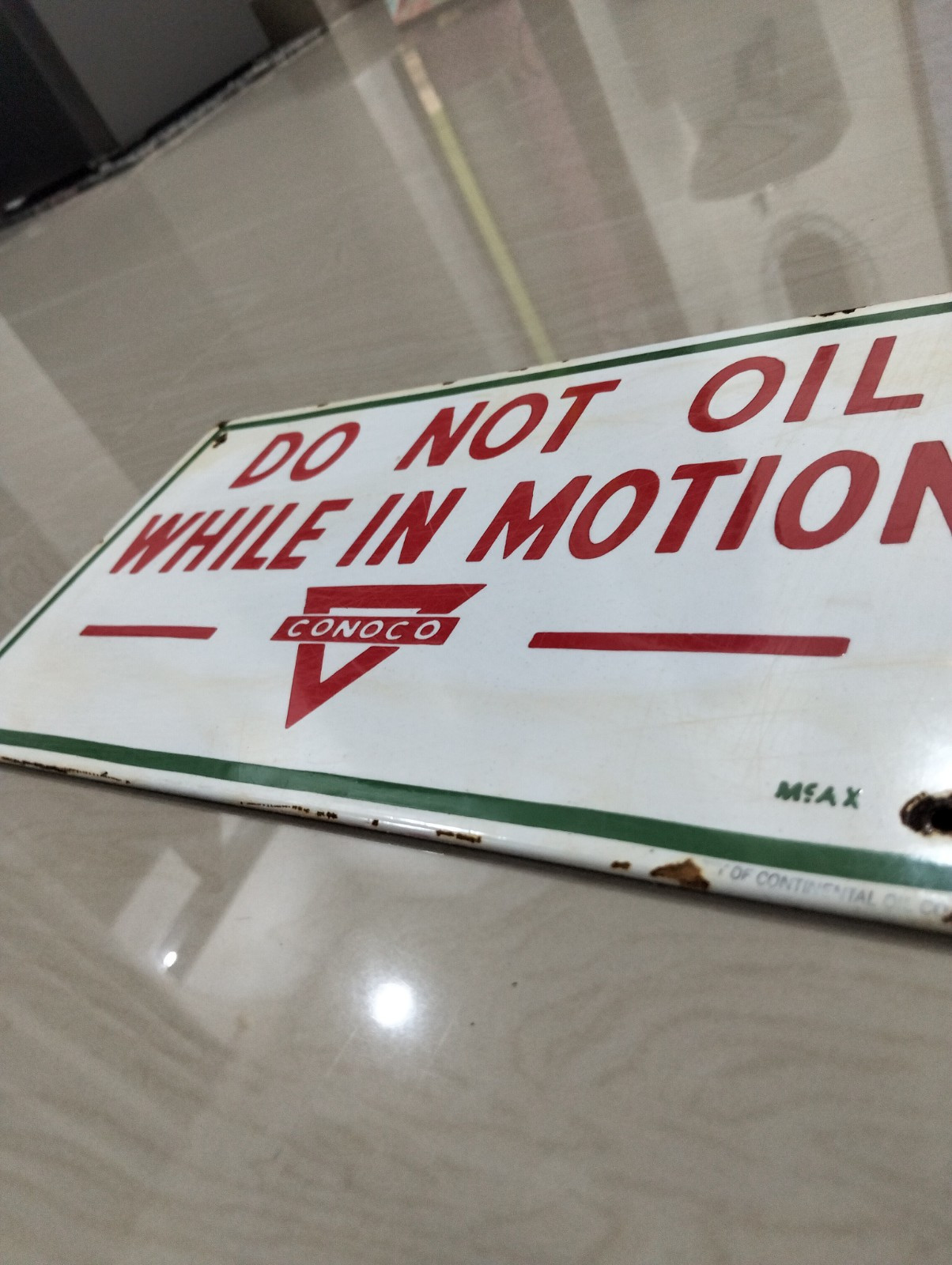 Do Not Oil While In Motion Sign Board Conoco Not Porcelain Enamel 30×16 Cm