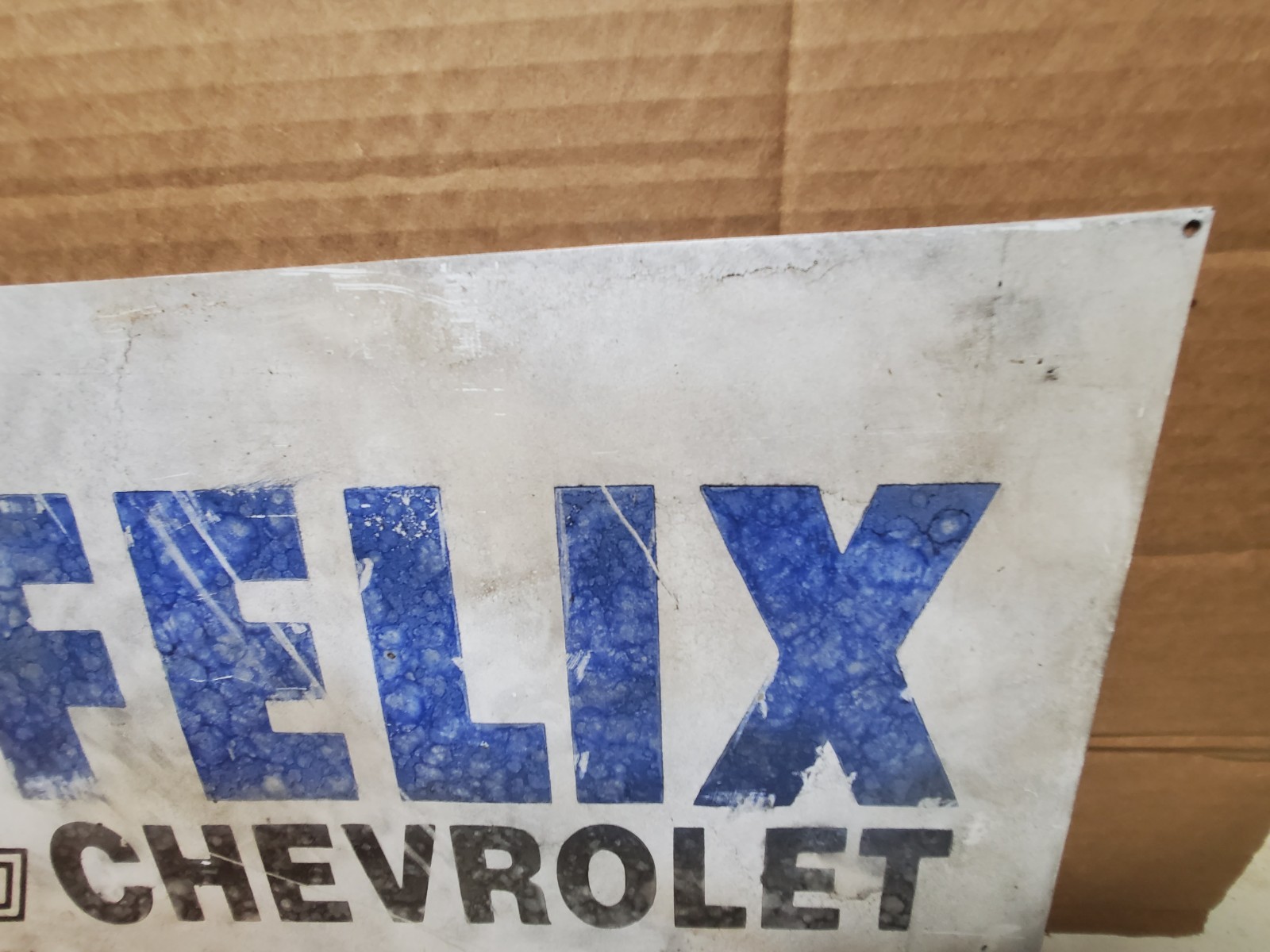 Felix Chevrolet Speed Shop Painted Sign 21.75×12″ Vintage Look Antiqued Day 2