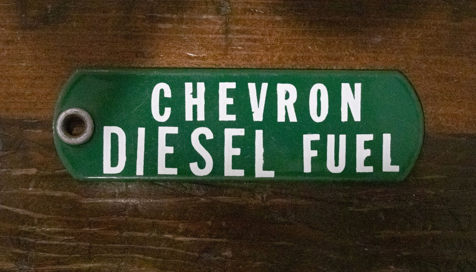 Vintage Original CHEVRON Metal Porcelain DIESEL FUEL TAG
