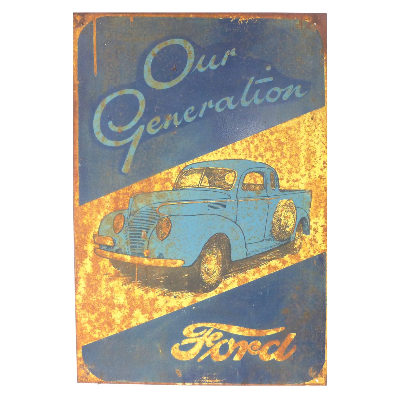 Vintage FORD Car Truck Vehicle Thick Metal ADVERTISEMENT Sign 24″ x 15.75″