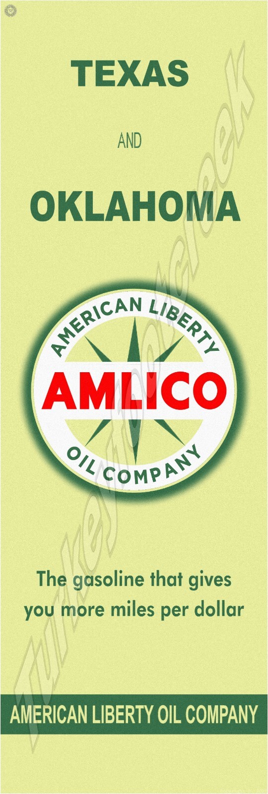 American Liberty Oil Company Texas and Oklahoma Map Cover 6″ X 18″ Metal Sign