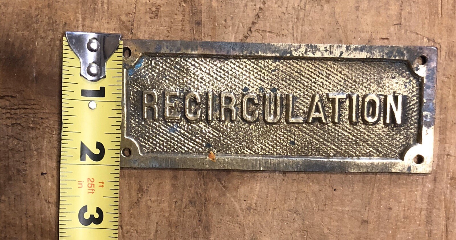 Vintage RECIRCULATION Industrial Machinery Equipment Plaque Sign Steampunk