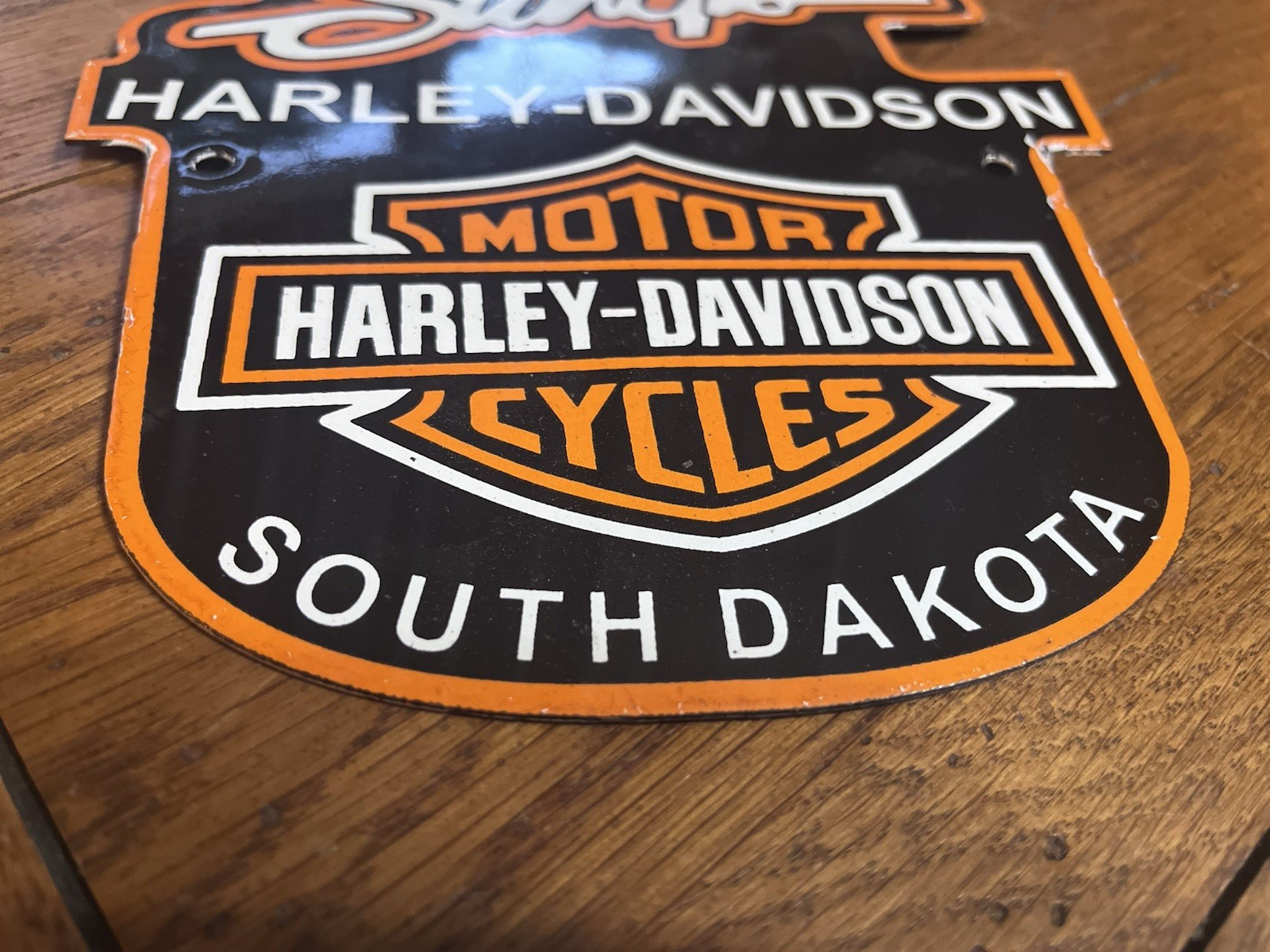 NICE HARLEY DAVIDSON MOTORCYCLES STURGIS SOUTH DAKOTA PORCELAIN SIGN
