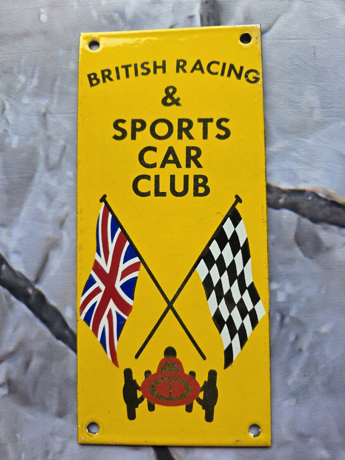 VINTAGE BRITISH RACING AND SPORTS CLUB PORCELAIN SIGN 9.75″×4.5″
