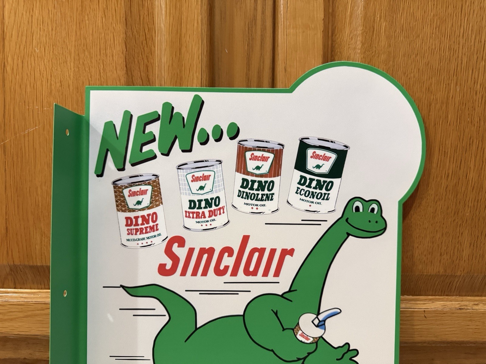 Sinclair Oil Flange Sign Dino Can Gas Garage Station Vintage Style Wall Decor