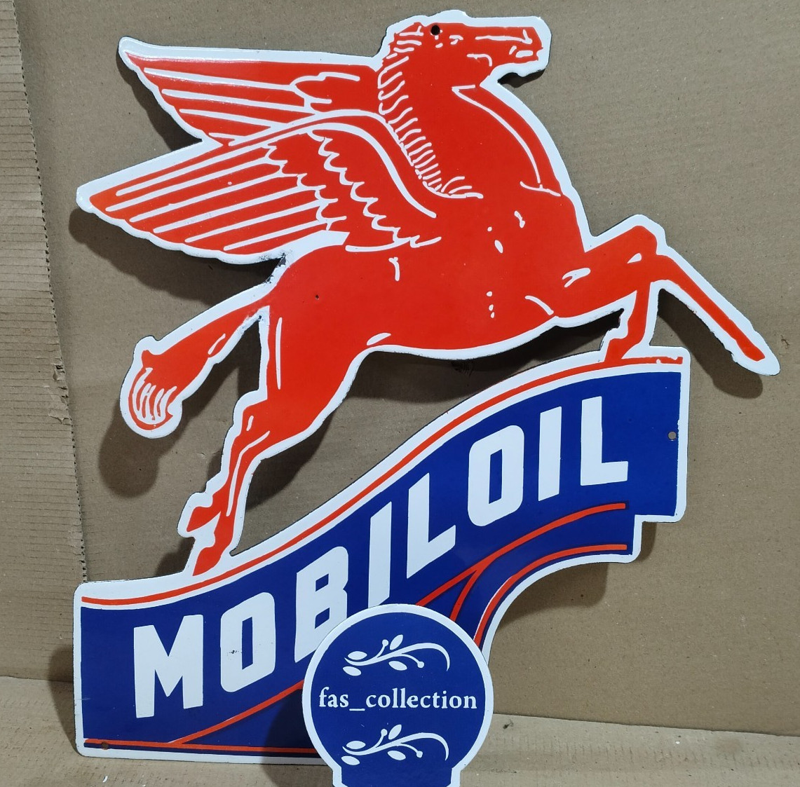 mobiloil Porcelain Enamel Sign 22 x 20 Inches 1 Sided