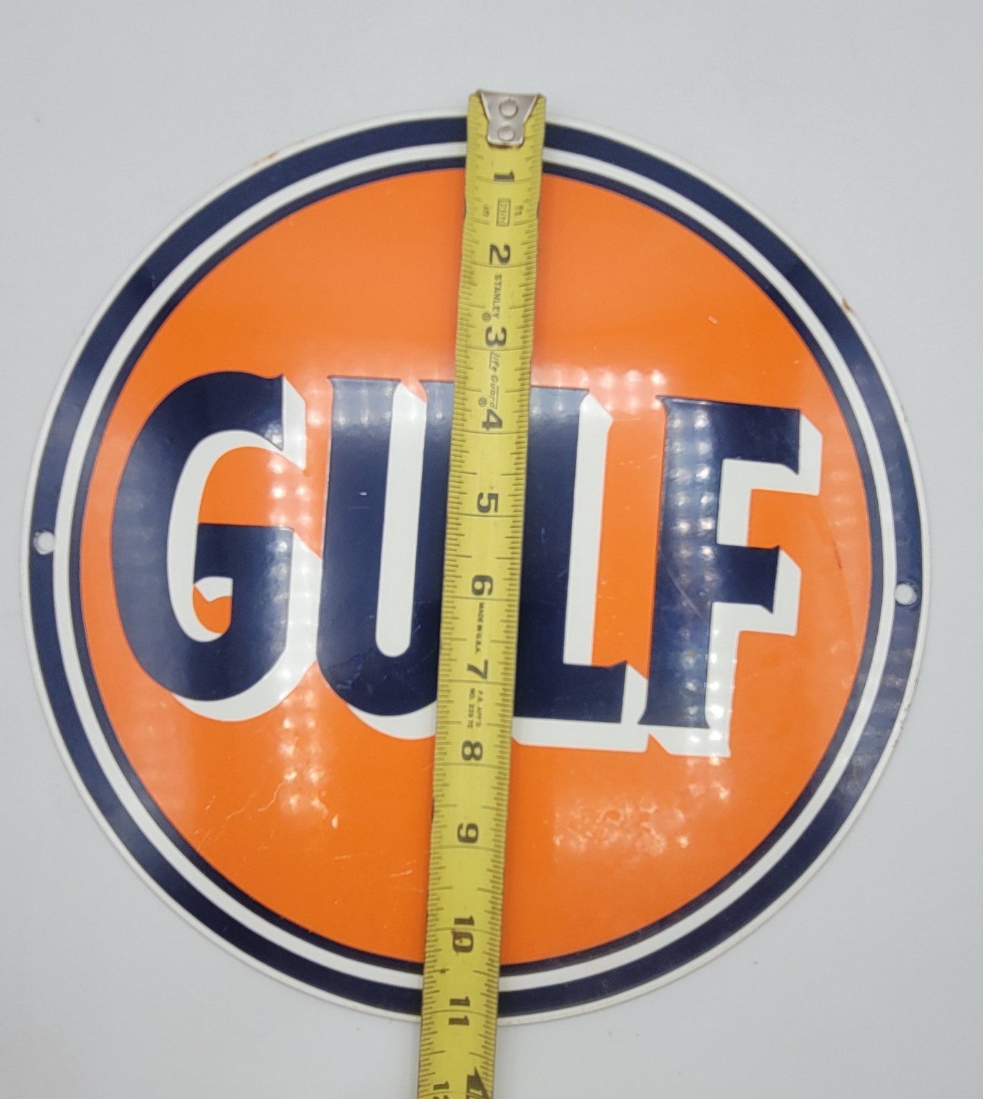 Vintage Gulf Gasoline Oil Porcelain Enameled Metal Sign