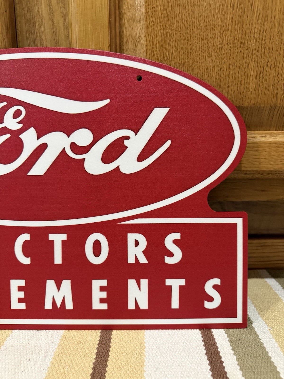Ford Tractor Implements Sign Double Sided Gas Oil Farm Vintage Style Wall Decor