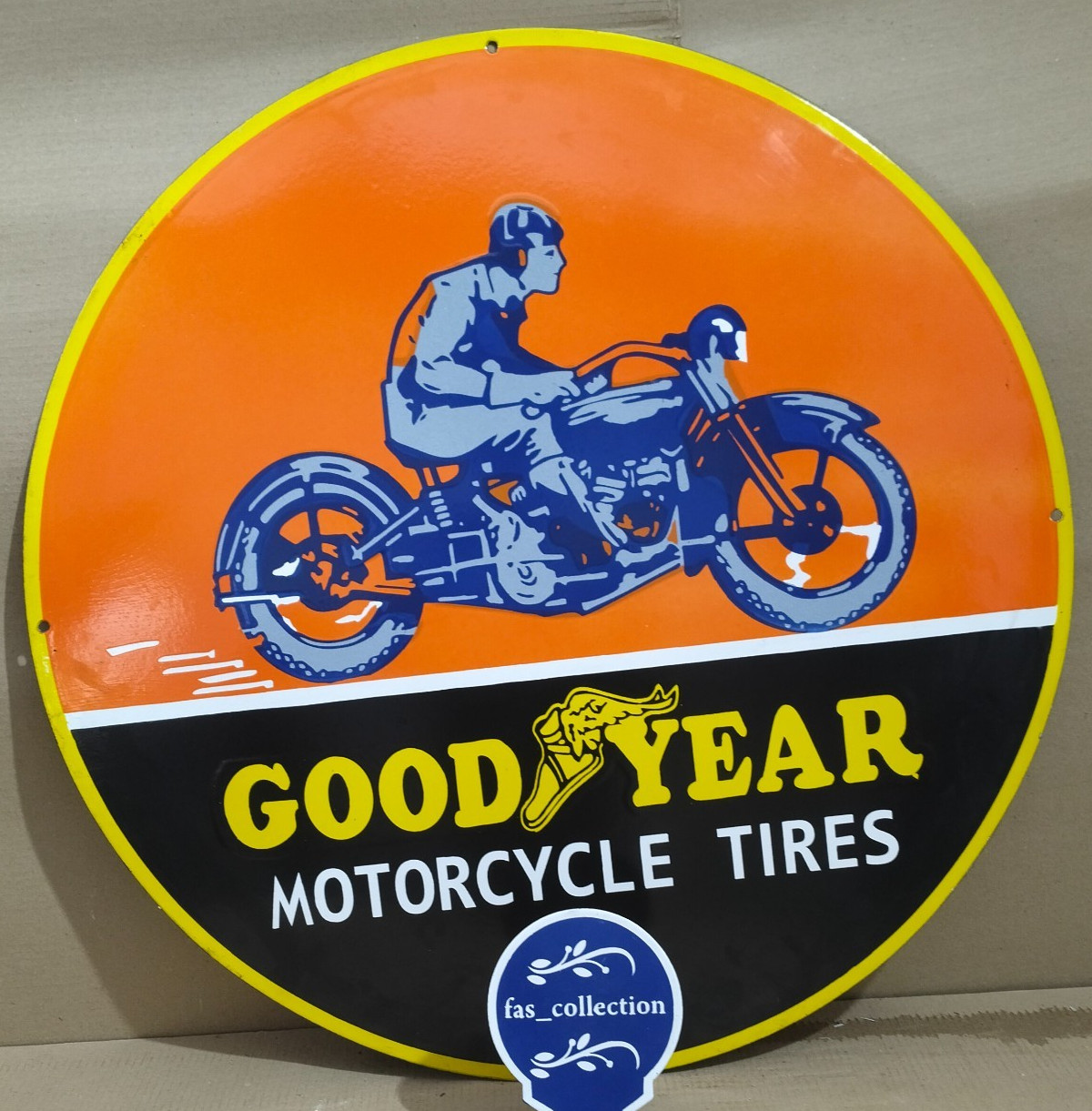 Good Year Motorcycle Tires Porcelain Enamel Sign 30 x 30 Inches 1 Sided
