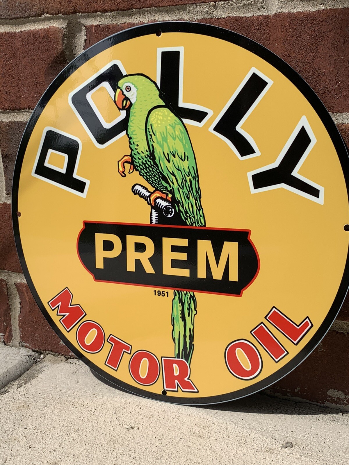 Polly Parrot Gasoline Heavy Steel Sign Vintage Metal Style Oil Gas Pump Plate