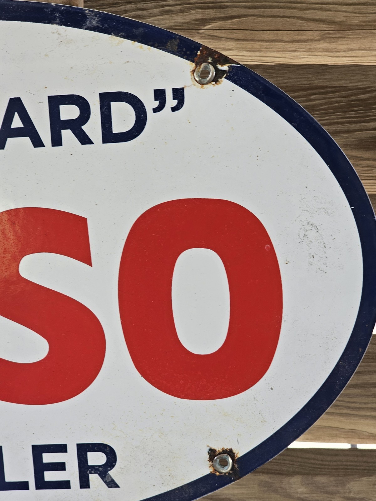 LARGE VINTAGE 1956 ESSO STANDARD GASOLINE PORCELAIN ENAMEL SIGN 16.5 ” X 11″