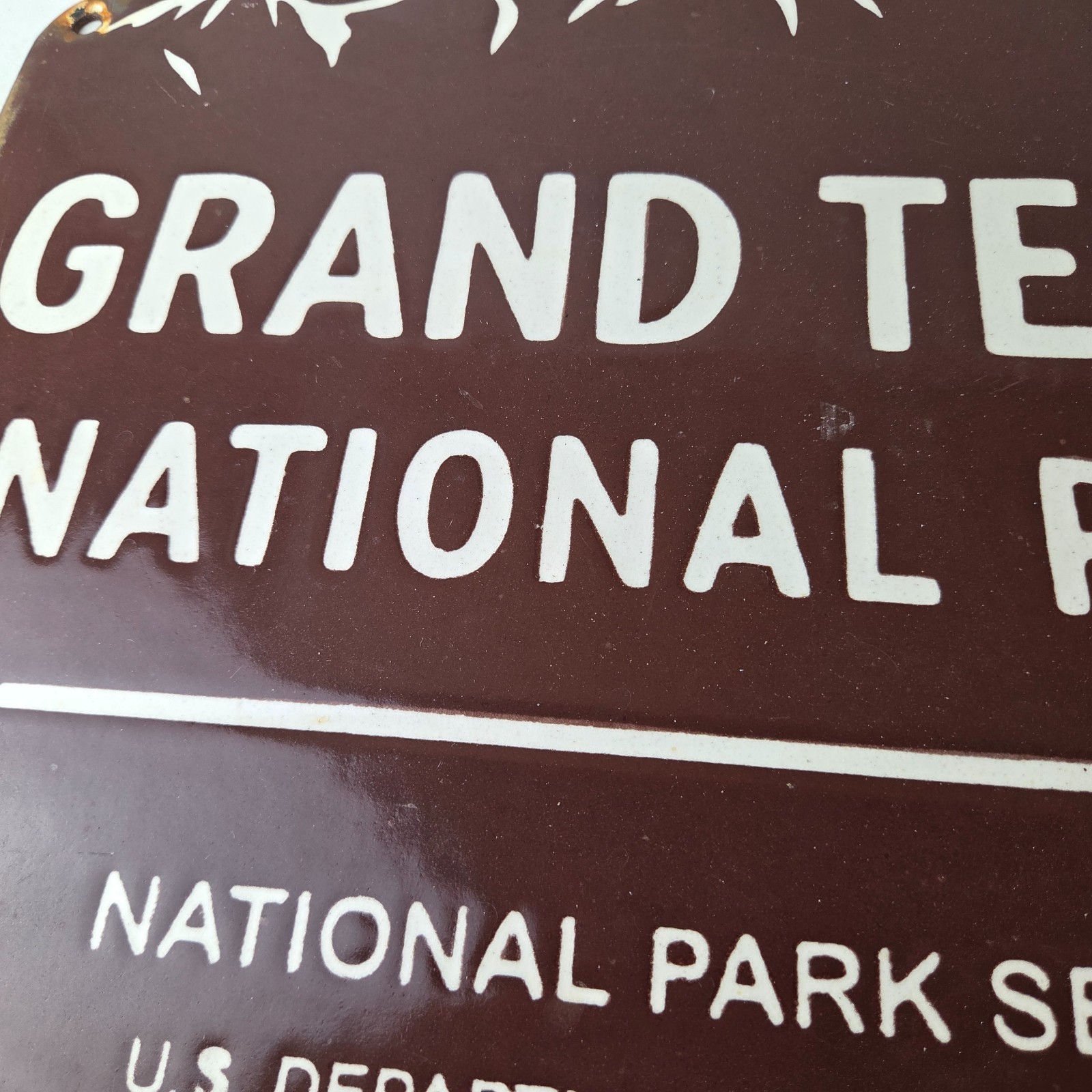 Vintage Grand Teton National Park Sign – Wyoming Cabins Forest Porcelain Sign