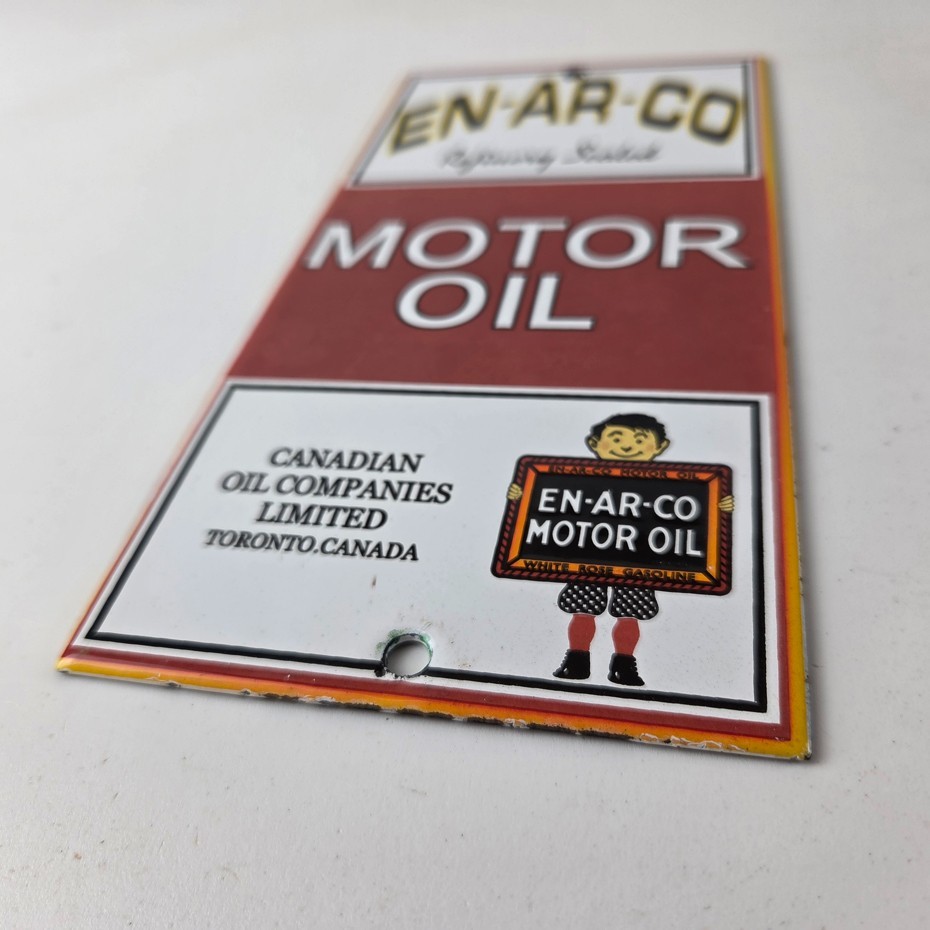 Vintage White Rose Gasoline Sign – ENARCO Canada Service Station Gas Pump Sign