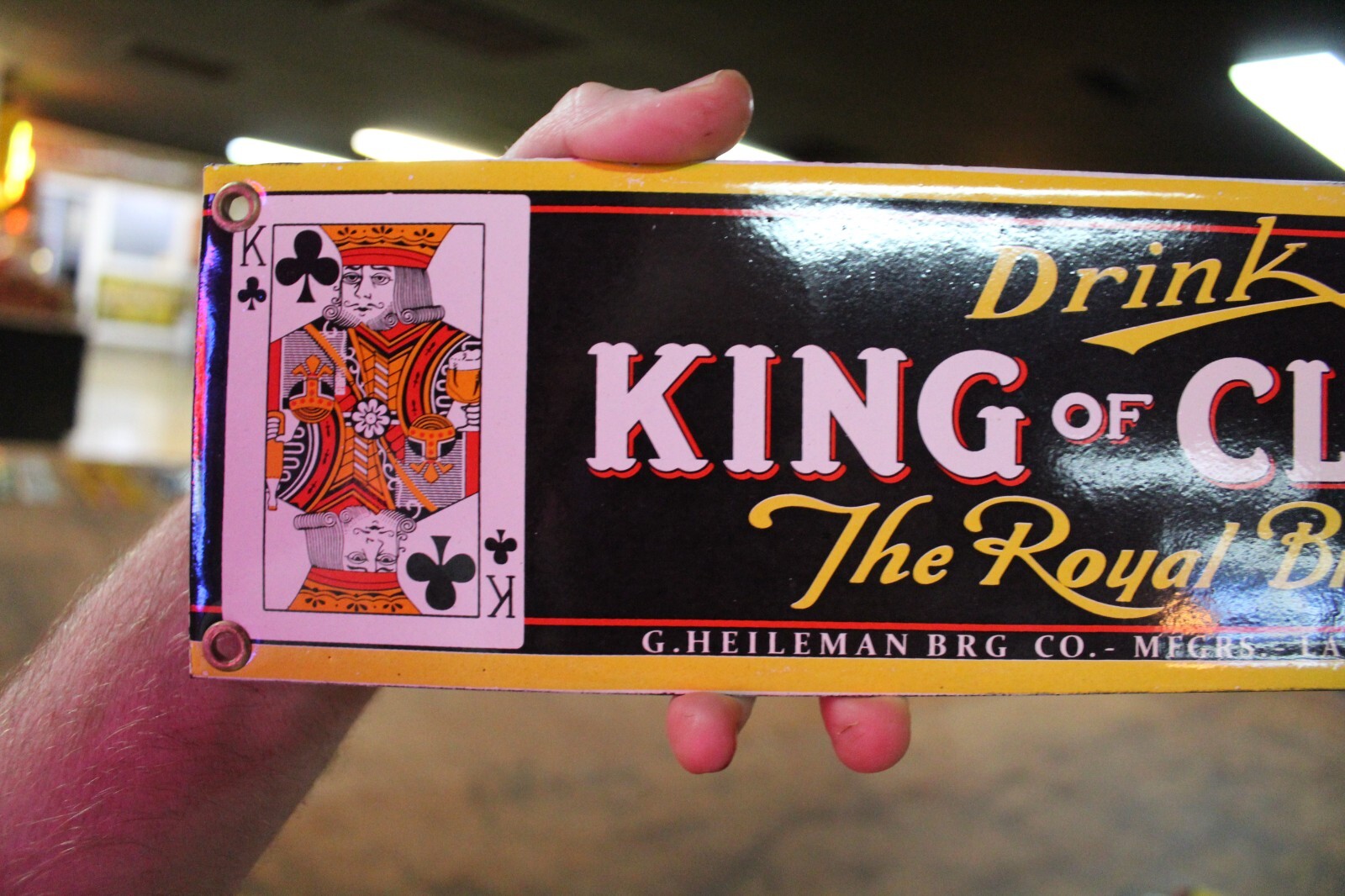 KING OF CLUBS BEER LA CROSSE DEALER PORCEALIN METAL SIGN WISCONSIN CARDS BREW 66
