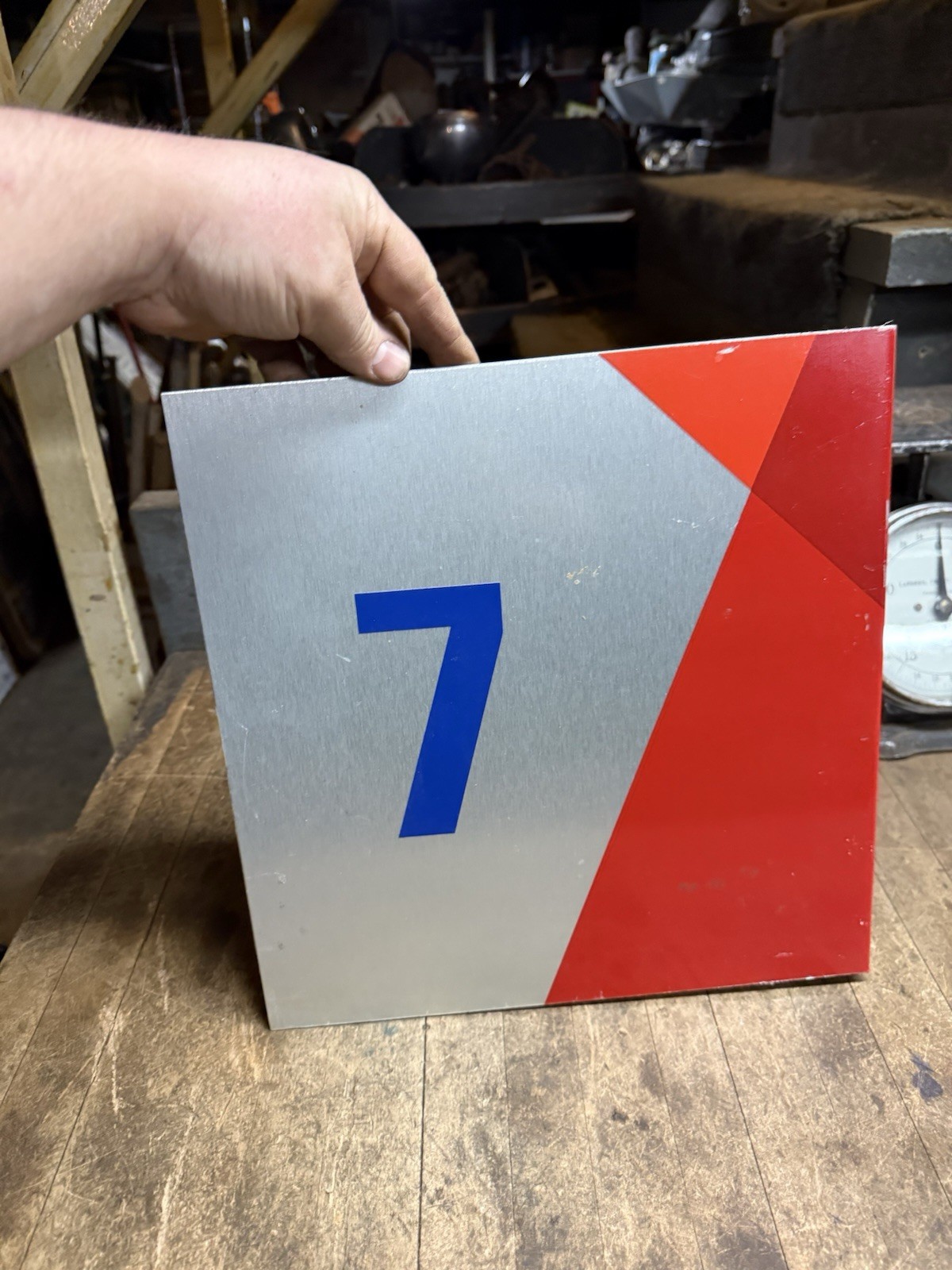 New NOS Gas Pump Fuel Citgo No 7 Seven Station Number Marker Metal Flange Sign
