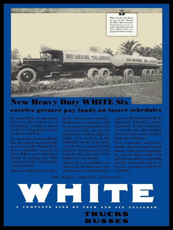 1930 White Trucks Rio Grande Oil Co. Tanker NEW Garage Sign 30×40″ USA STEEL