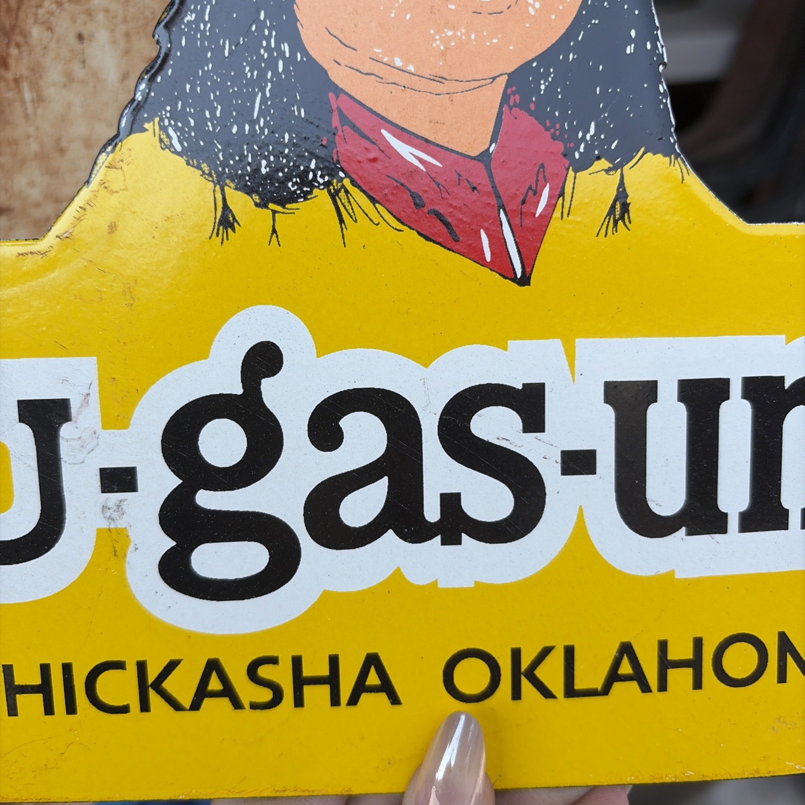 Porcelain U-gas-um Chickasha Oklahoma Sign