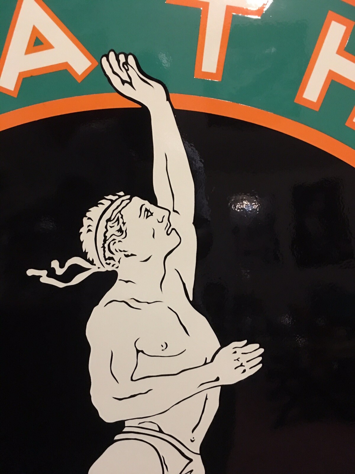 VINTAGE 48” ORIGINAL MARATHON PORCELAIN OIL SIGN