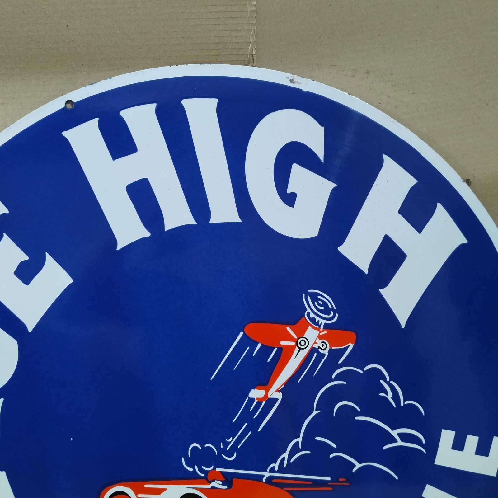 Ace High Gasoline Porcelain Enamel Sign 30 x 30 Inches 1 Sided