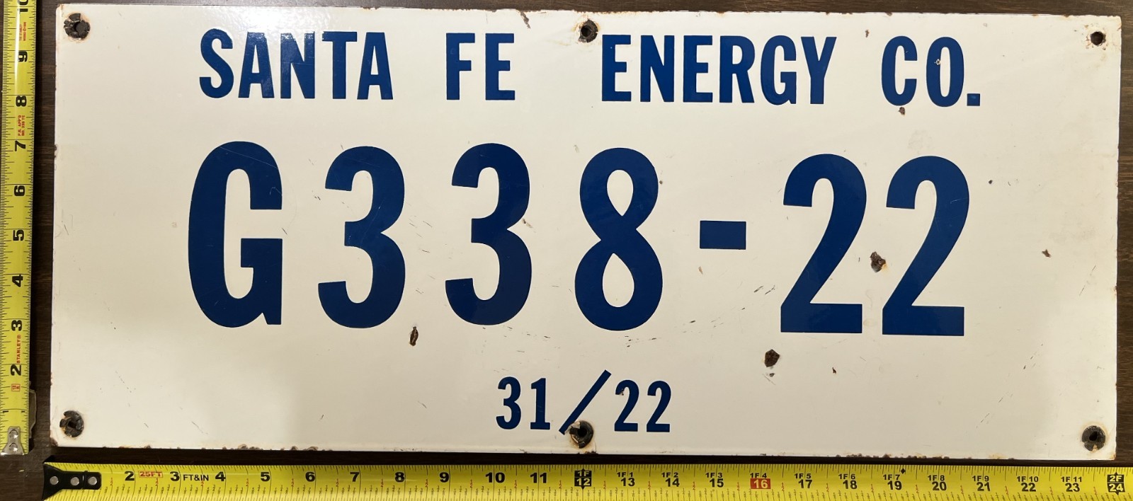 Vintage Porcelain Oil Field Sign – Santa Fe Energy Co. G338-22