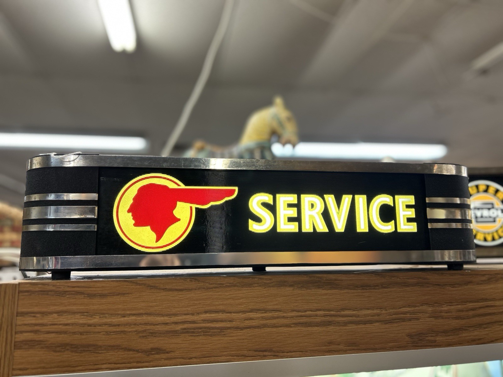 VINTAGE Pontiac Service Light Sign 1930’s ?? Gas Oil Next To Impossible To Find