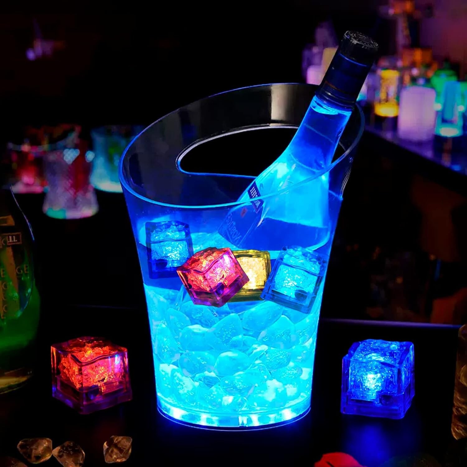 Rechargeable LED Ice Cubes – Food-Grade Party Lights for Festive Fun