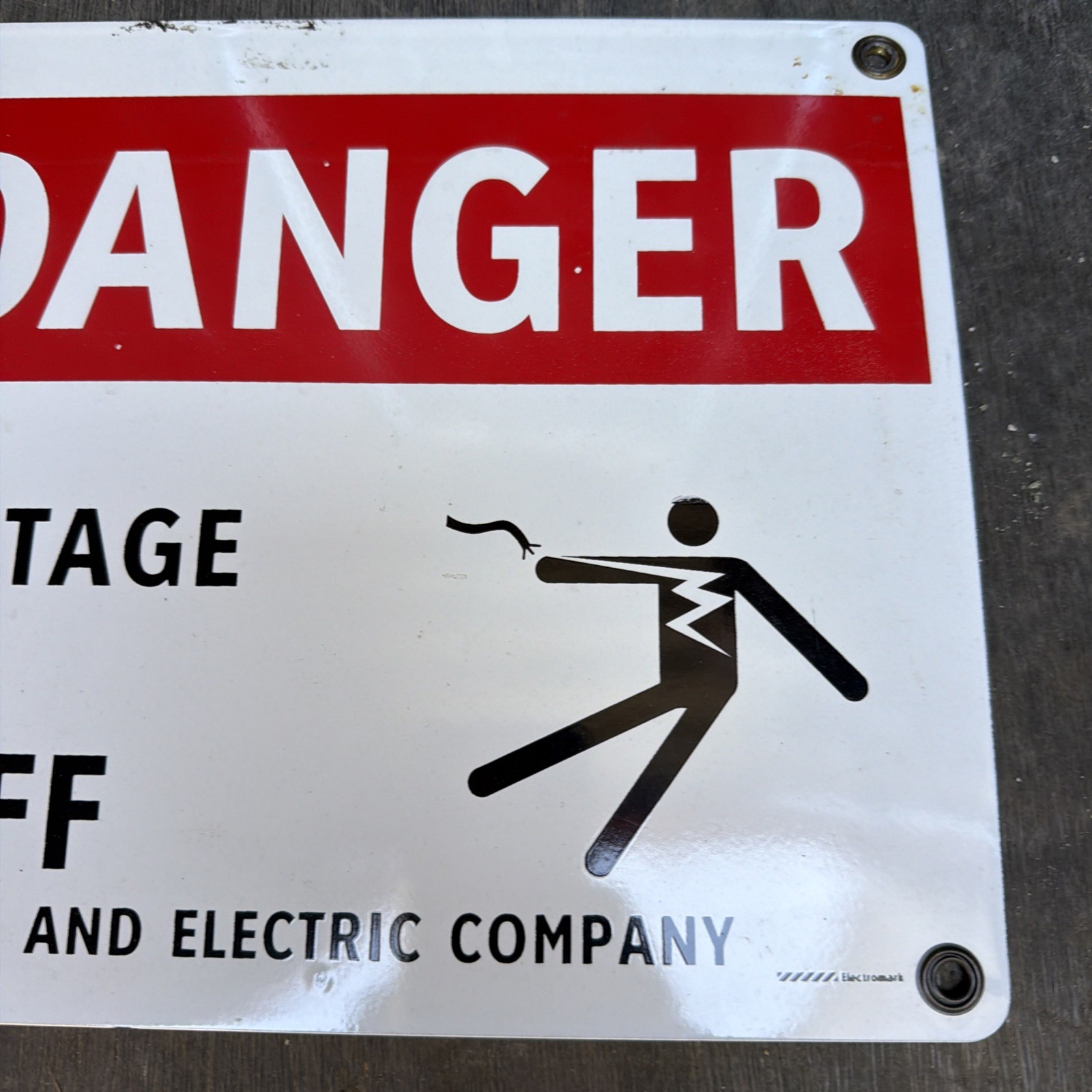 Original NOS DANGER HIGH VOLTAGE PG&E Porcelain Sign Double Sided 14”x10”